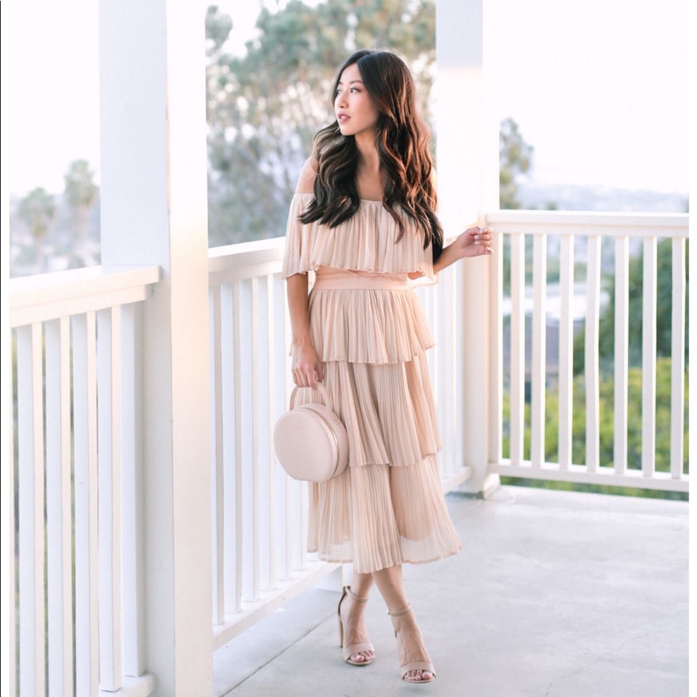 Morning Lavender Vera Pleated Ruffle Dress S